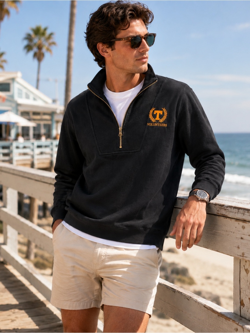 Men's black Half-Zip Tennessee Volunteers